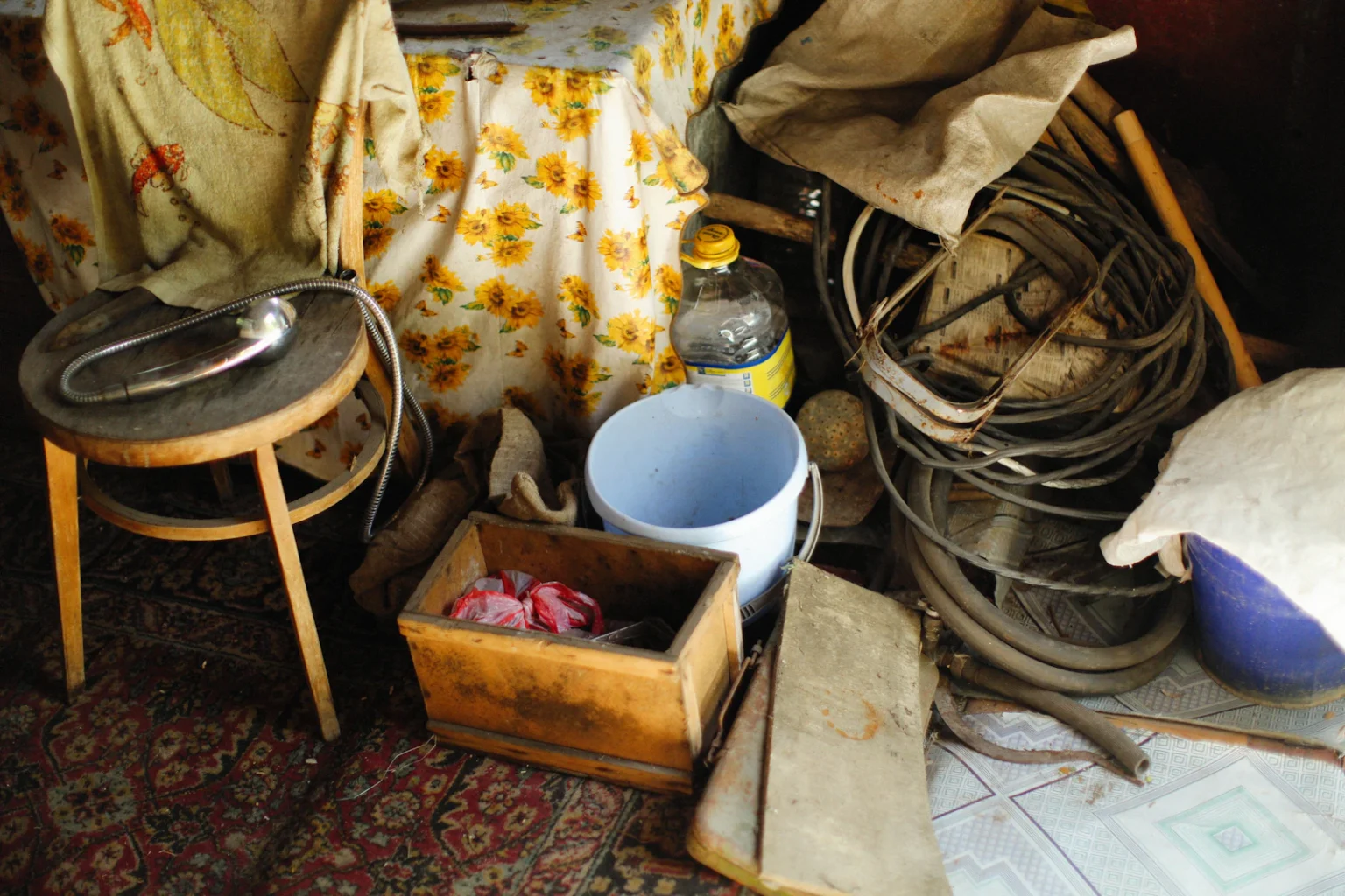 Cluttered room full of old household items before junk removal